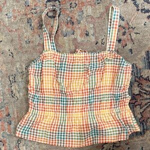 Madewell Gingham cinch waist top